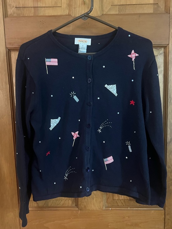 Talbots Sweaters - Vintage Talbots Patriotic Embroidered 4th of July Cardigan